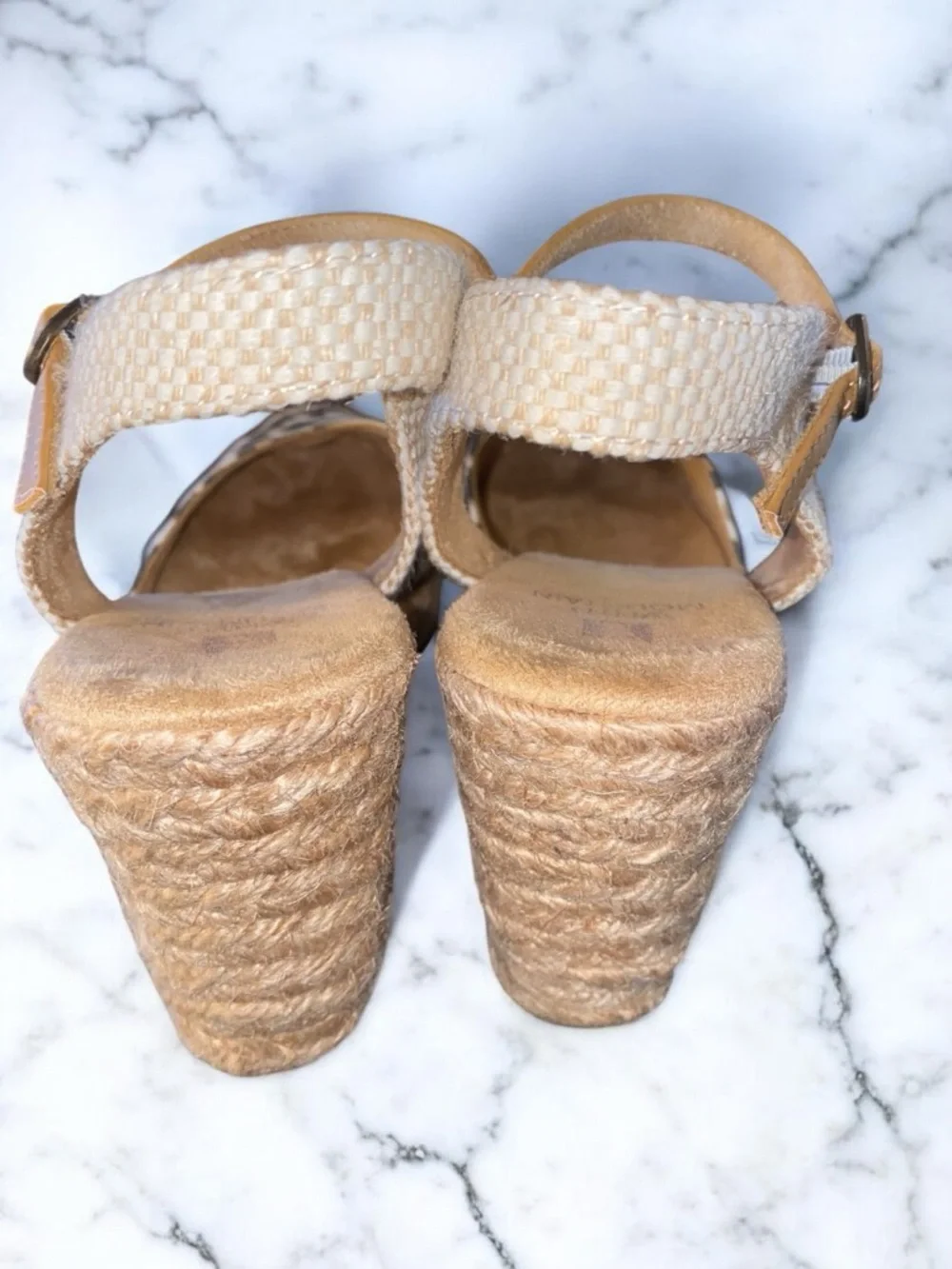 White Mountain Leopard Print Espadrille Wedges animal print sz 6.5